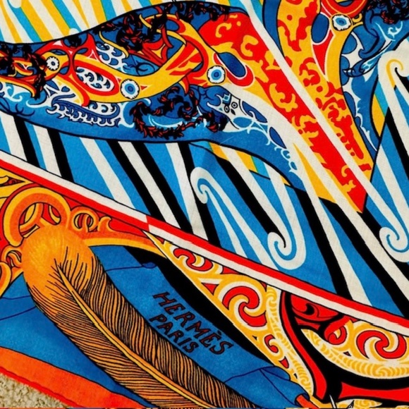 NWT HERMES KAWA ORA BY TE RANGITU NETANA 140X140 CASHMERE SILK SHAWL SCARF STOLE - Picture 3 of 15